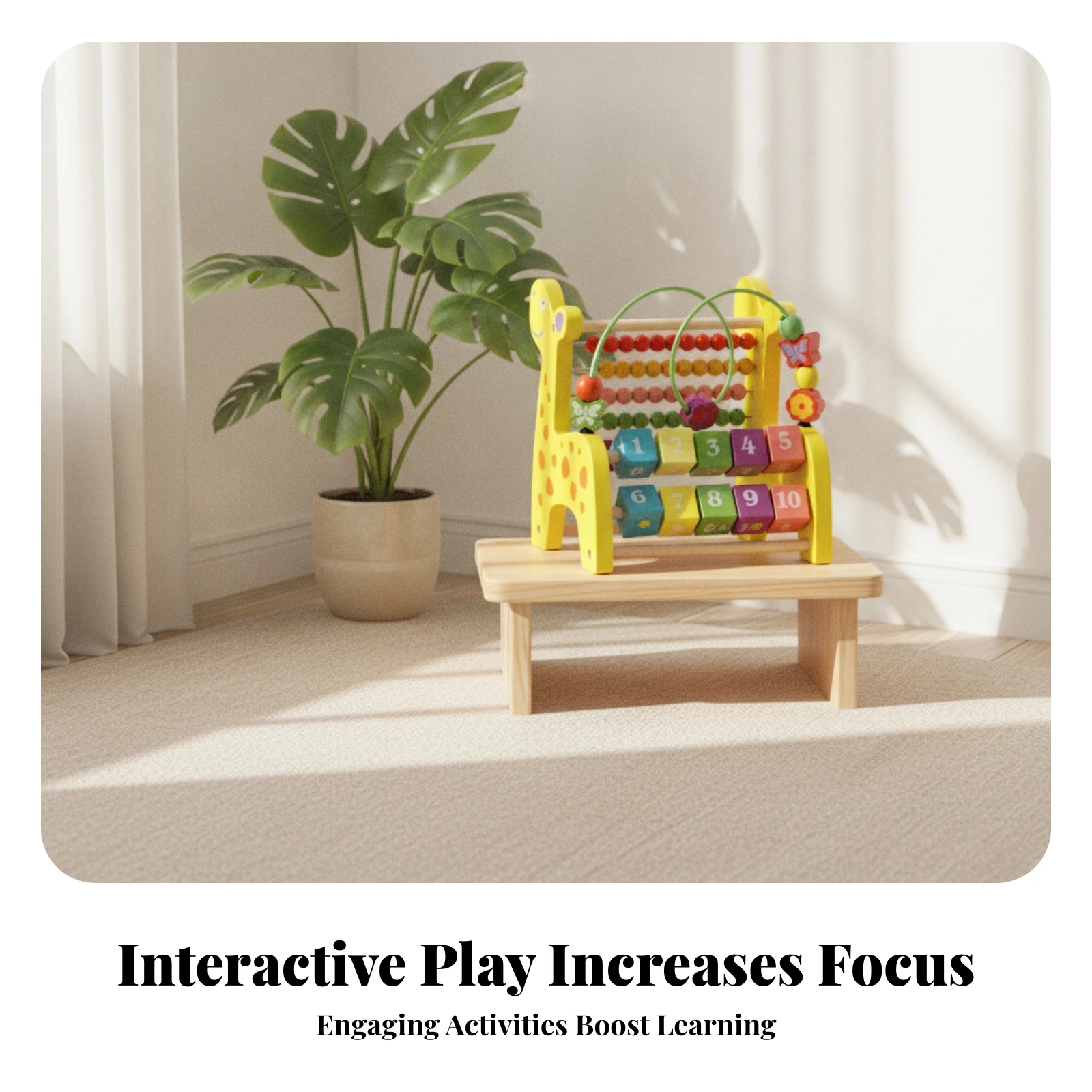 Sturdy Wood Deer Abacus Toy Wooden Bead Maze Toy Color Recognition Math Manipulative Educational Wooden Abacus
