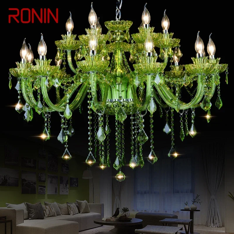 

RONIN European Crystal Pendent Lamp Purple Candle Lamp Art Living Room Restaurant Bedroom Net KTV Clothing Store Chandeli