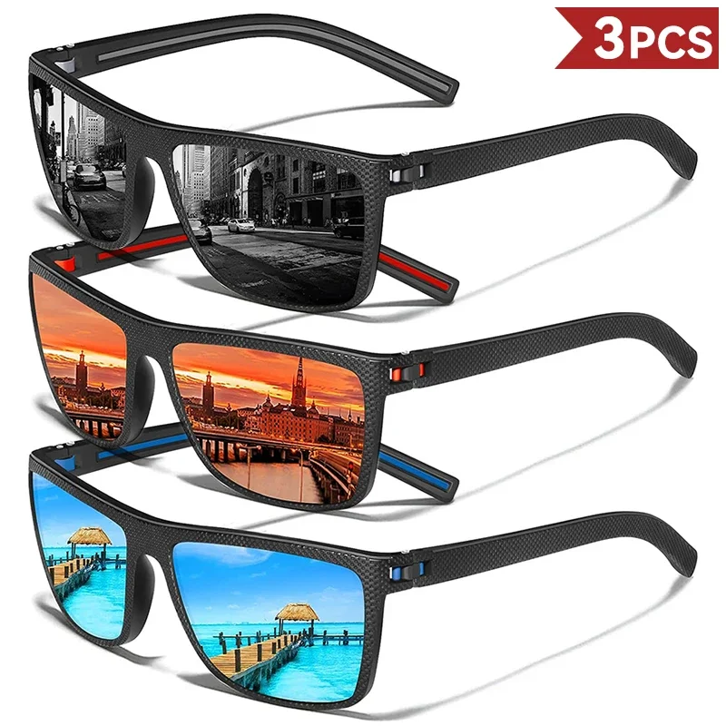 1pcs/3pcs Lightweight Square Fashion Glasses for Men - Stylish Shades, PC Frame, TAC Lenses, Perfect for Casual  Festive Eyewear