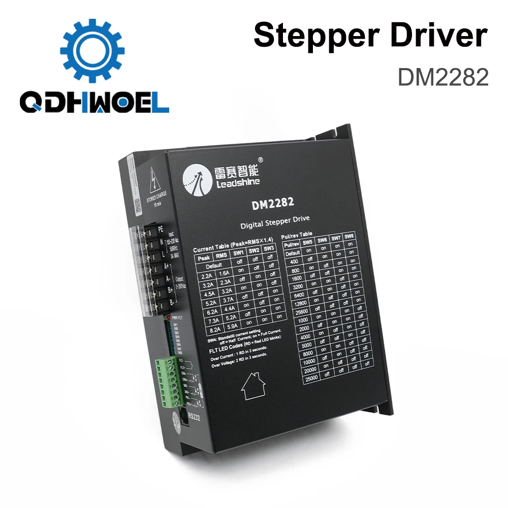 QDHWOEL DM2282 2 Phase Stepper Driver, 2.2-8.2A 80-220VAC Digital Motor Controller for 110/130 Motor
