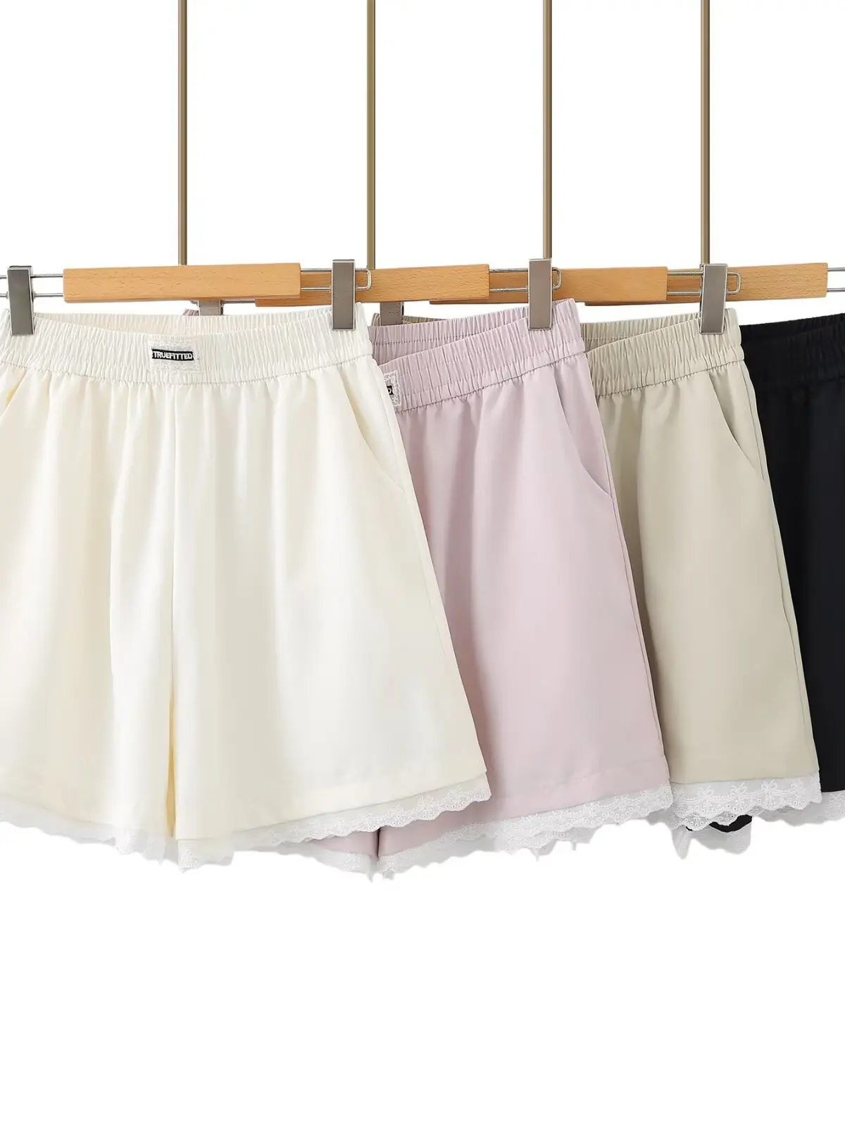 

High Waist Lace Trim Short Pants Sweet Casual Style Wide Leg Five Parts for plus Size Women Summer Korean Version Casual Pants
