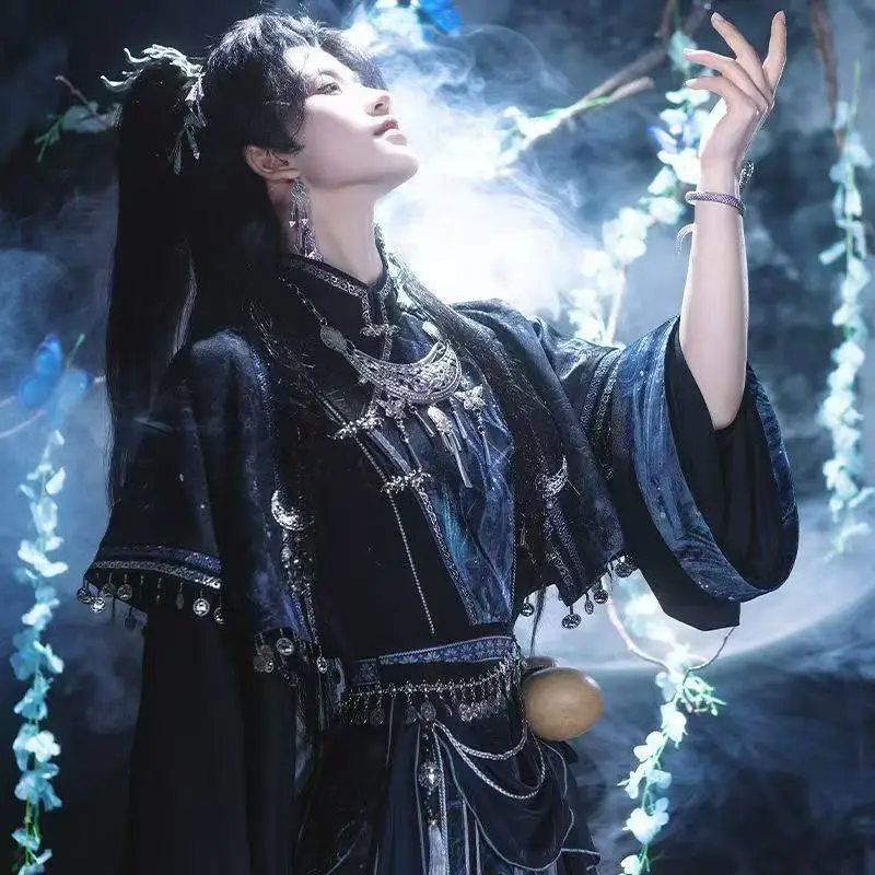 

Youthful Sense Hanfu Men Women National Style Miaojiang Clothing Halloween Event Street Anime Game Cosplay Costume Niche Hanfu
