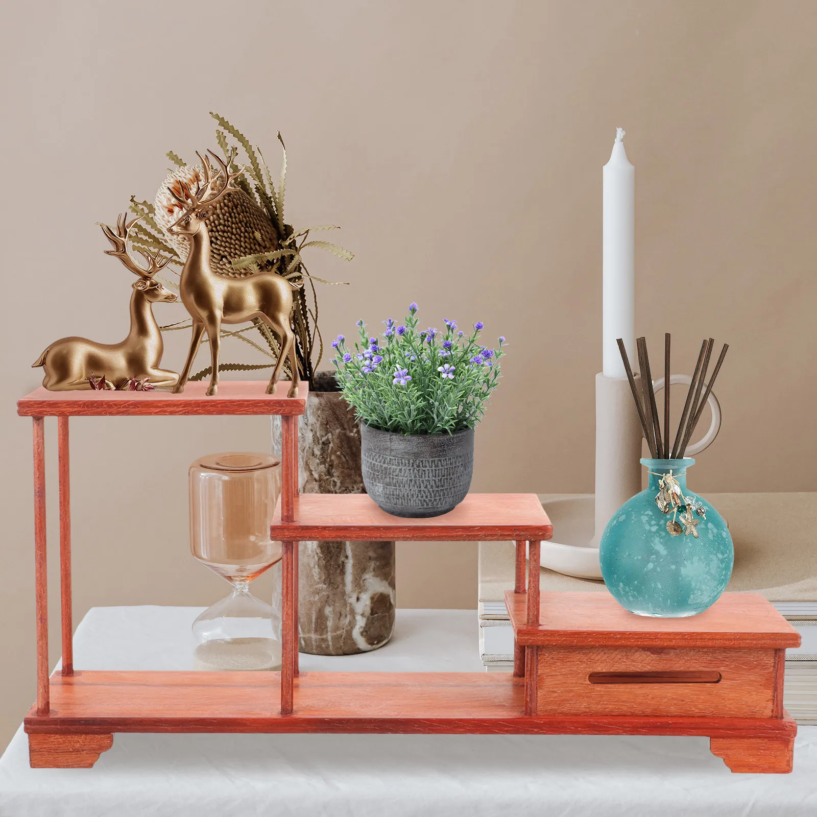 

Wooden Riser Stand Tiered Wood Flowerpot Holder Home Decor Smooth Polished Tiered Display Stand For Crafts Plant Pots