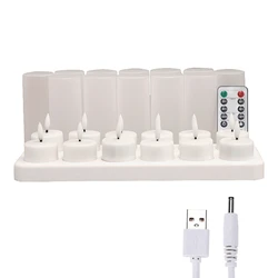 Flameless Candles With Remote Control Timer & Charging Base, 12Pcs USB Rechargeable Battery LED Tea Lights Candles Easy To Use