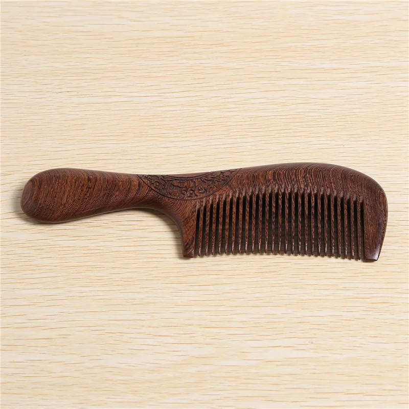 AA20-10X Unisex Sandalwood Comb Women Men Home Travel Wood Anti-Static Fine-Tooth Comb Wooden Handles Hair Comb
