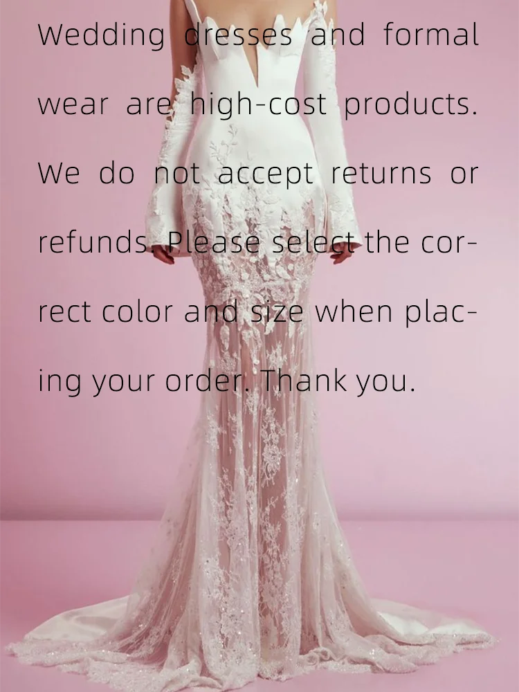 Elegant Irregular Collar Appliquins Full Sleeve Mermaid Bride Wedding Dresses Bridal Gowns Customized