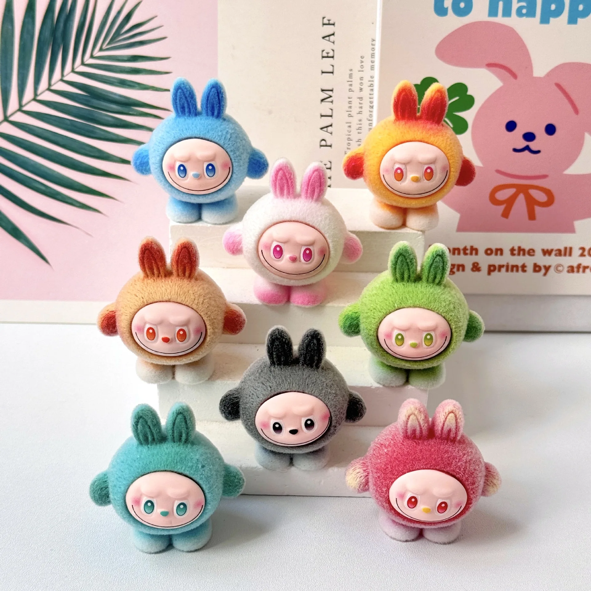 

8pcs Cartoon Diy Rabbit Doll Model Toy Resin 3D Desktop Decoration Anime Figures Car Ornaments Dolls Girls for Gift