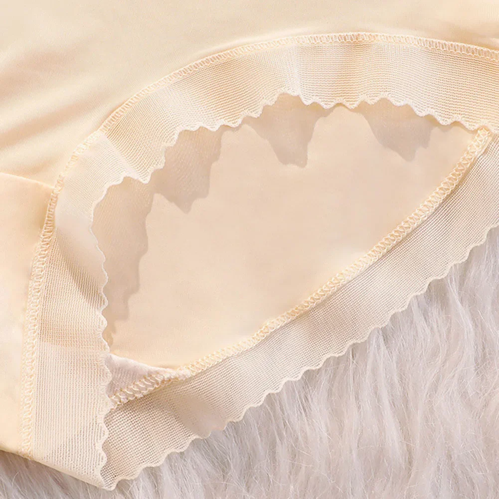 

Women's Ice Silk Seamless Thin Quick Drying Skin Color Sexy Triangle Underwear Transparent Ladies Briefs Knickers
