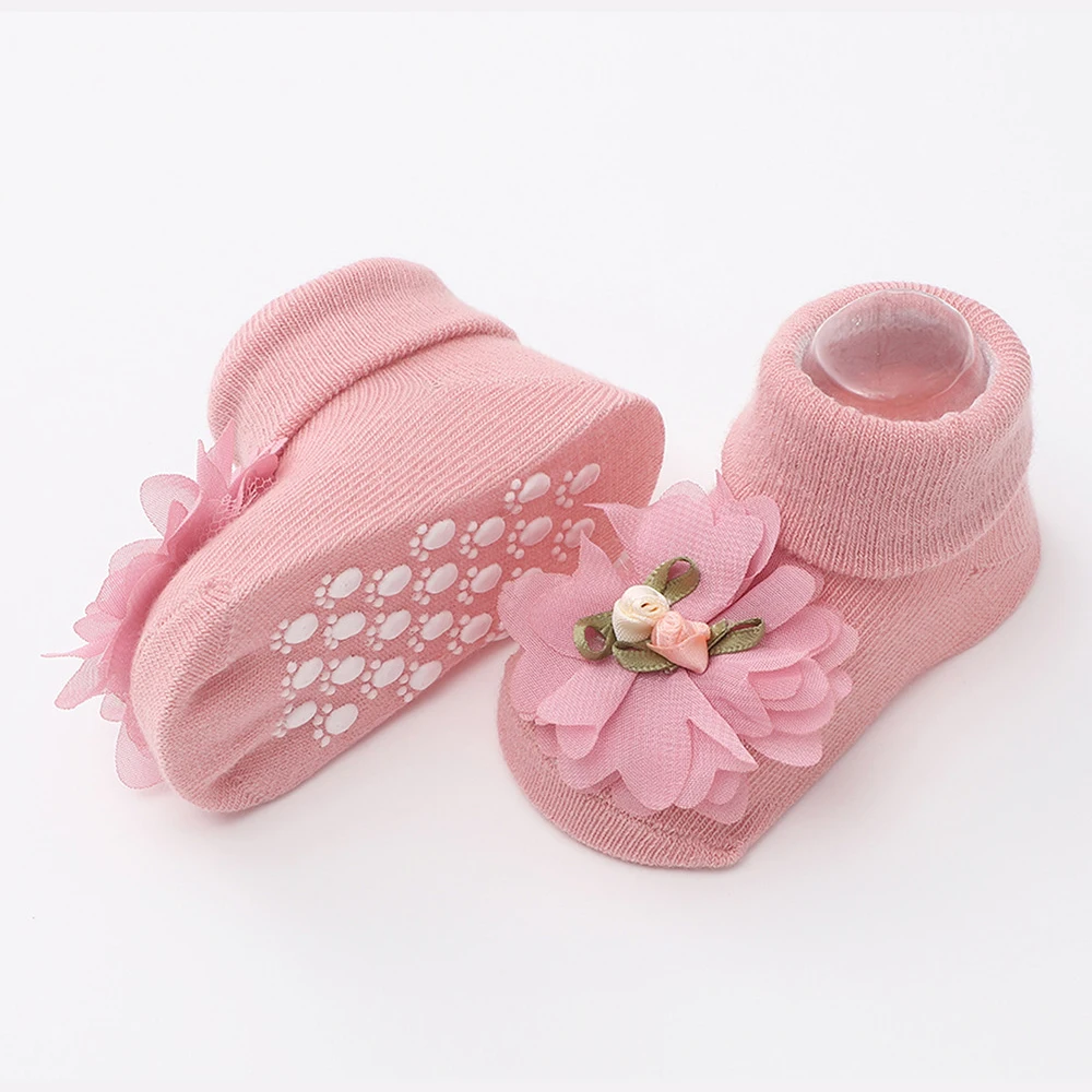 1Set Newborn Floral Headbands Mid Socks New Baby Toddler Soft Prewalker Sock Girl Infant Cute Knitted Cotton Hairband Socks