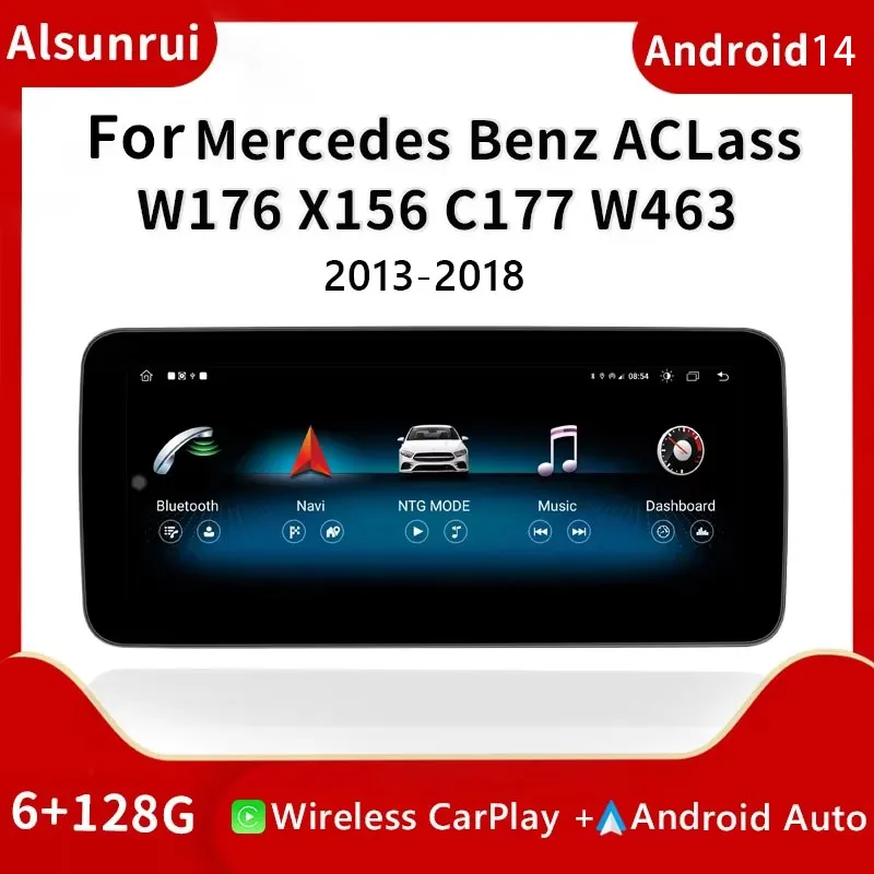 

8 Core Android 14 Wireless Carplay AutoRadio For Mercedes W176 X117 X156 W463 2013-2018 Multimedia 4G Screen GPS Stereo HeadUnit