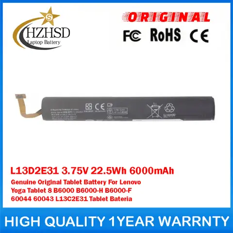 L13D2E31 3.75V 22.5Wh 6000mAh Genuine Original Tablet Battery For Lenovo Yoga Tablet8 B6000 B6000-H B6000-F 60044 60043 L13C2E31