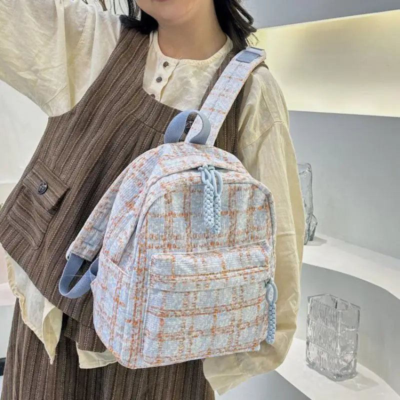 Mochila Xadrez para Estudante Sênior do Ensino Médio, Mochila Campus de Viagem, Fresco Artístico, Japonês, Outono e Inverno, Ins