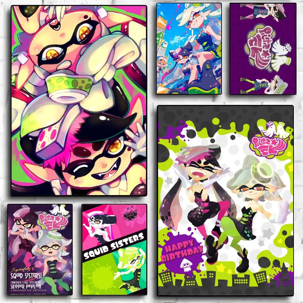 Cute Cartoon S-Squid SistersS Poster Suitable For Living Room,bedroom,bar,Hallway Bar Wall Art Prints Decoration Gifts