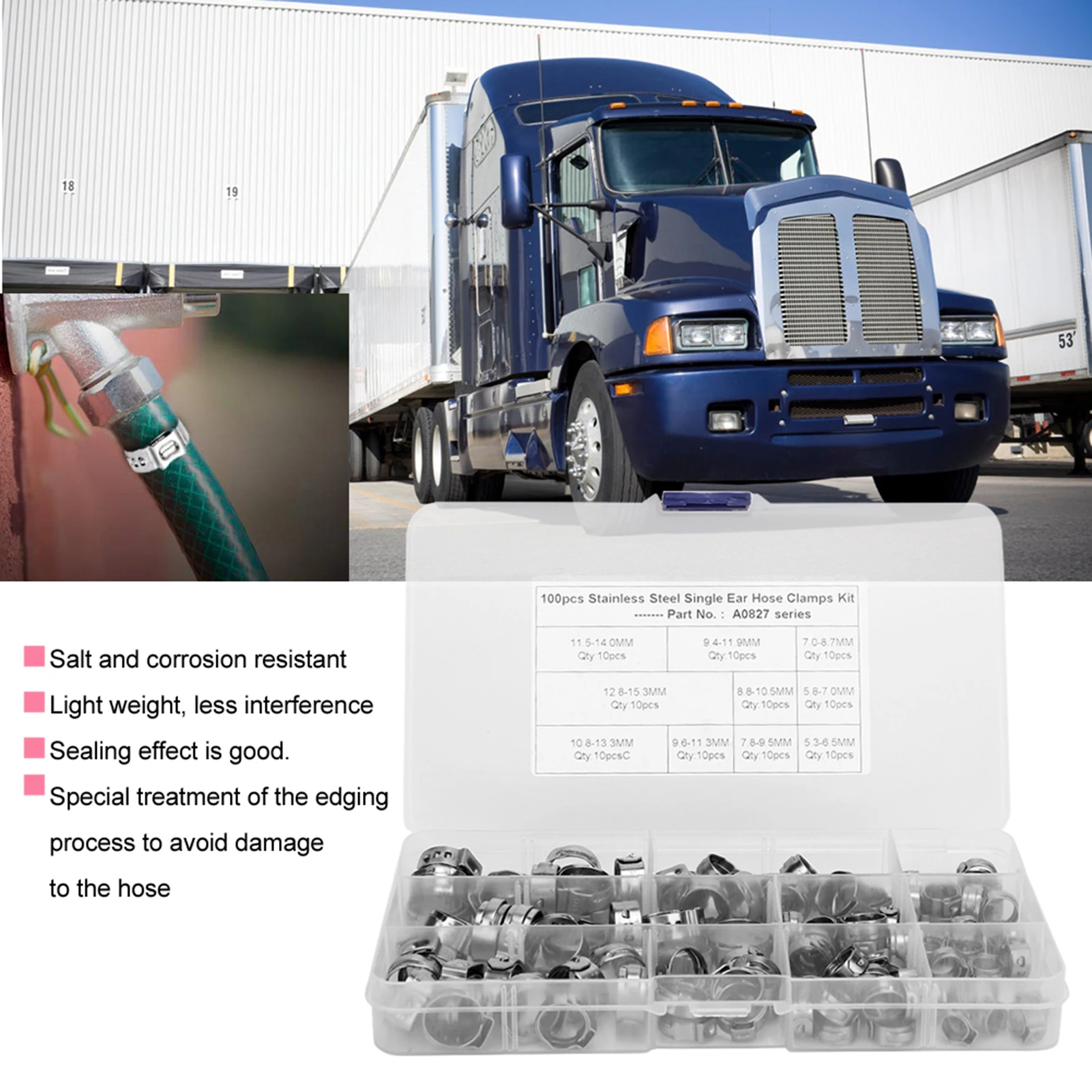 100pcs Hose Clamp Single Ear C - Hose Clamp Assorted ulasan dan harga