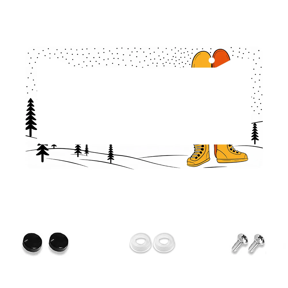 

1 шт., оранжевые и желтые зимние ботинки в стиле ретро, рама номерного знака с 2 отверстиями, алюминиевый материал, 6x12 дюймов, с винтом