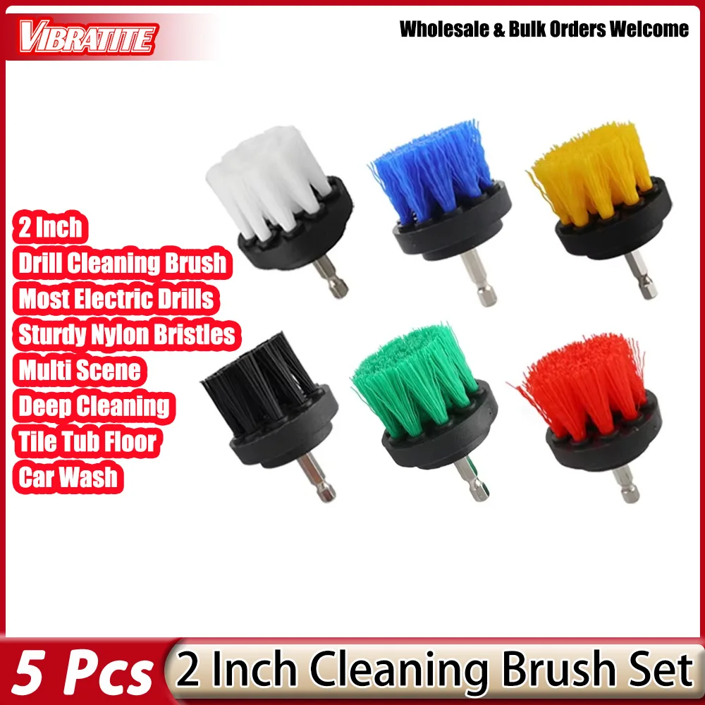5 Pcs 2 Inch Electric Scrubber Brush Drill  Cleaning Car Wash for Grout Floor Tub Shower Kitchen Carpet Glass  Detailing Washing