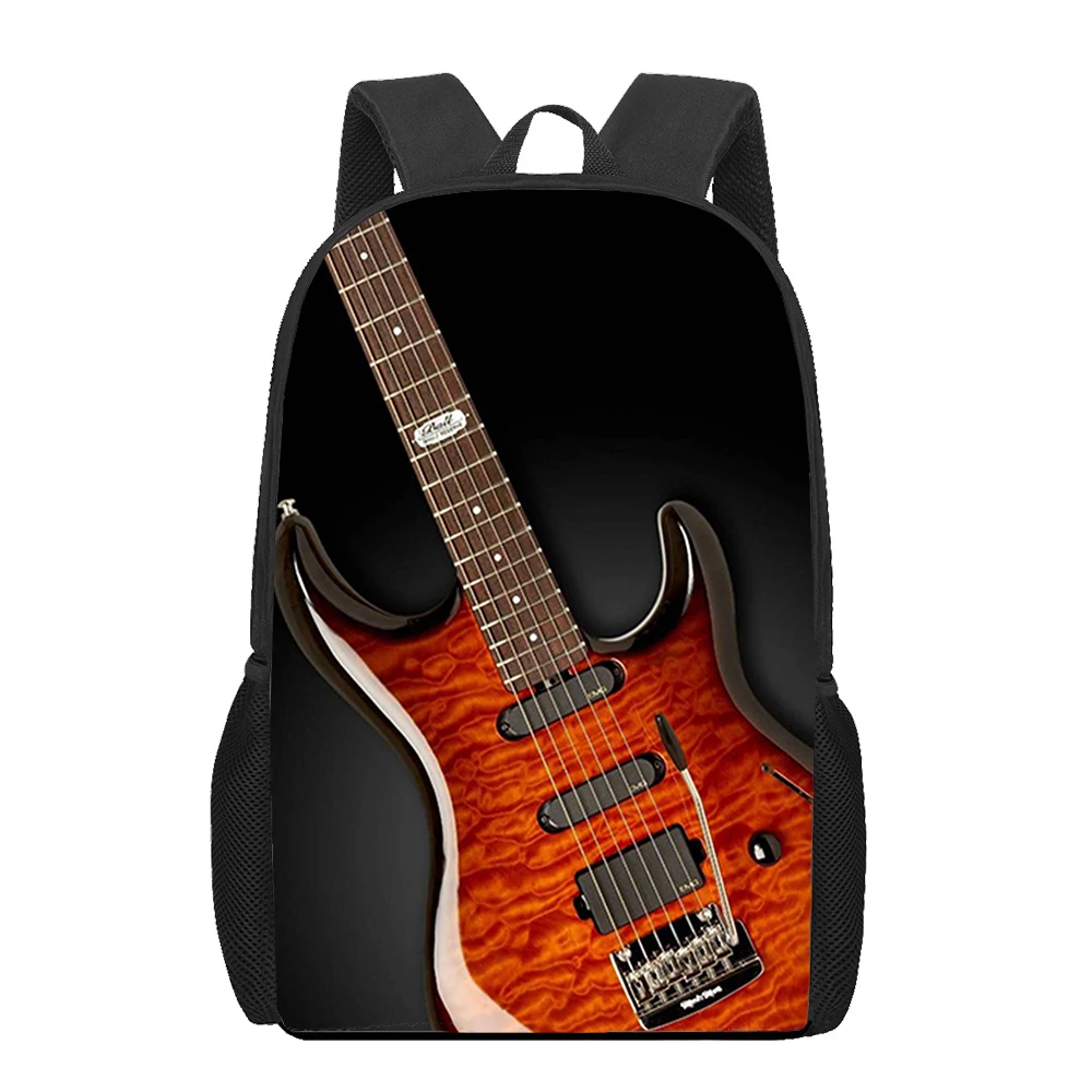 Mochila clásica de guitarra artística para hombre y mujer, morral escolar de hombro para niño y niña, bolsa de libros