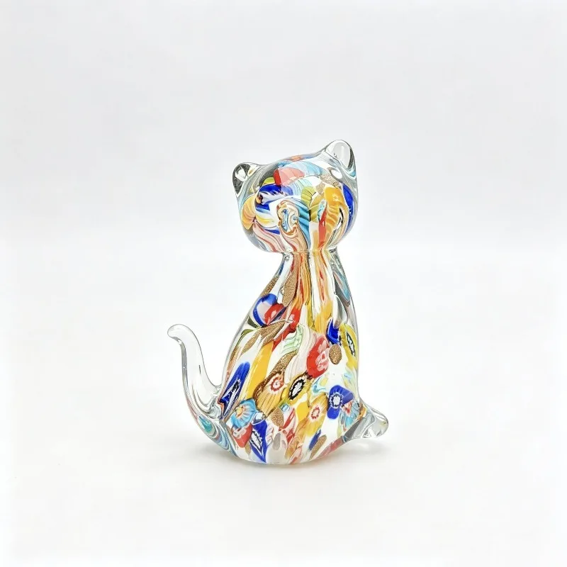 Blue Kaleidoscope Glazed Gift Ornament Glazed Cat Tabletop Ornament Holiday Decorations Photo Props Figurines & Miniatures