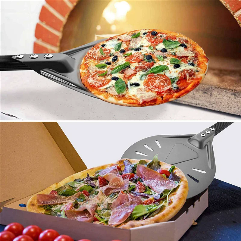 

ABUN-2X Turning Pizza Peel With 8 Inch Aluminum Round Pizza Paddle, 23.6 Inch Overall, Outdoor Pizza Oven Accessories