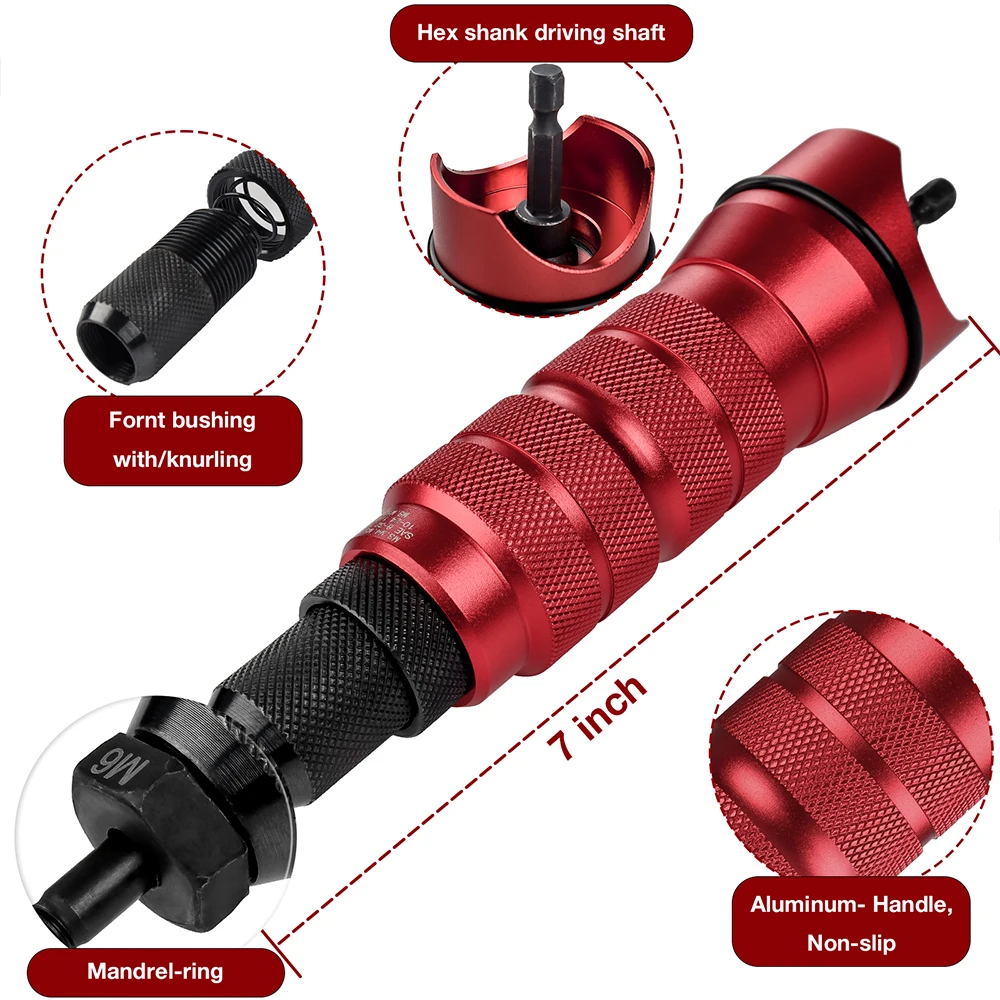 Riveting Machine Home Electric Rivet Nut Gun Adapter Metric M3 M4 M5 M6 M8 M10+Imperial 1/4-20 10-24 10-32 8-32 Riveting Tools