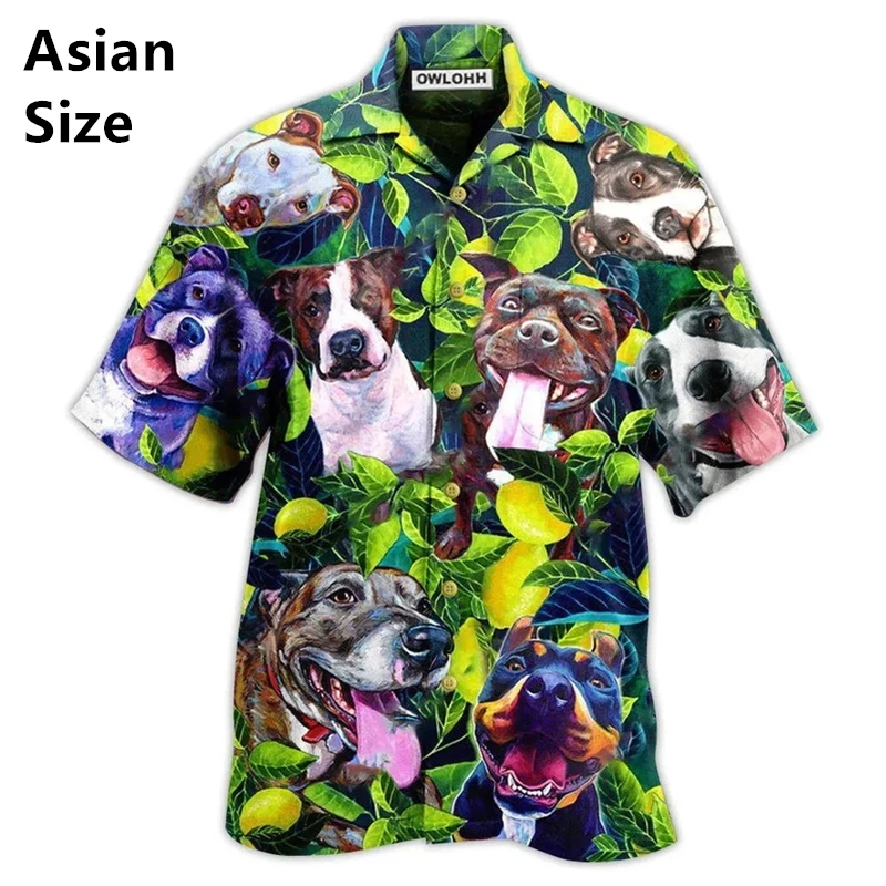 Camisa hawaiana con estampado de Bulldog para hombre, pantalón corto informal de manga con solapa y botones, ropa de fiesta para vacaciones en la playa, Tops de gran tamaño