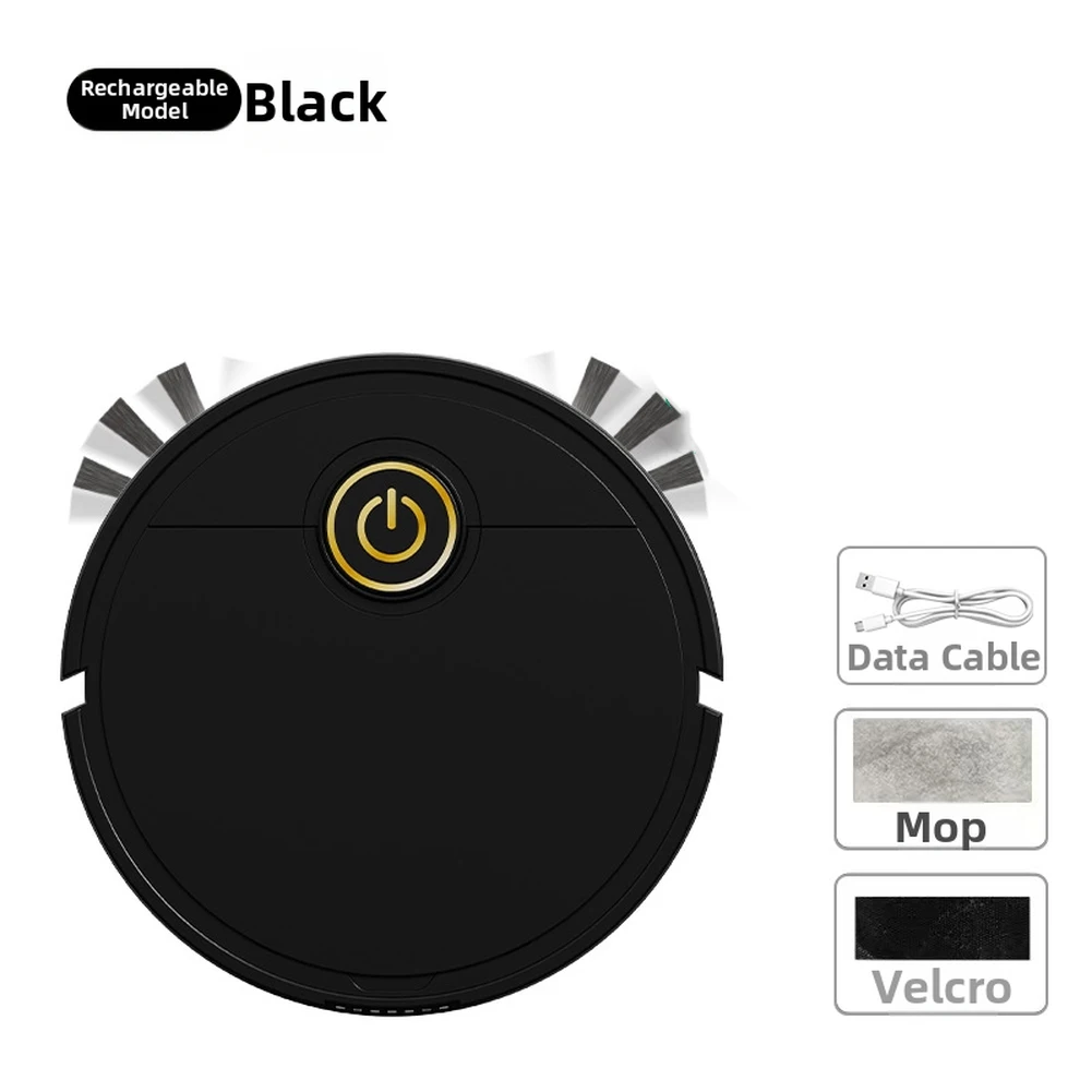 Robot Vacuum Cleaner 20x20x6cm with Mop Cloth for Hard Floor Cleaning Dual Action Sweep and Wet Mop ABS White or Black