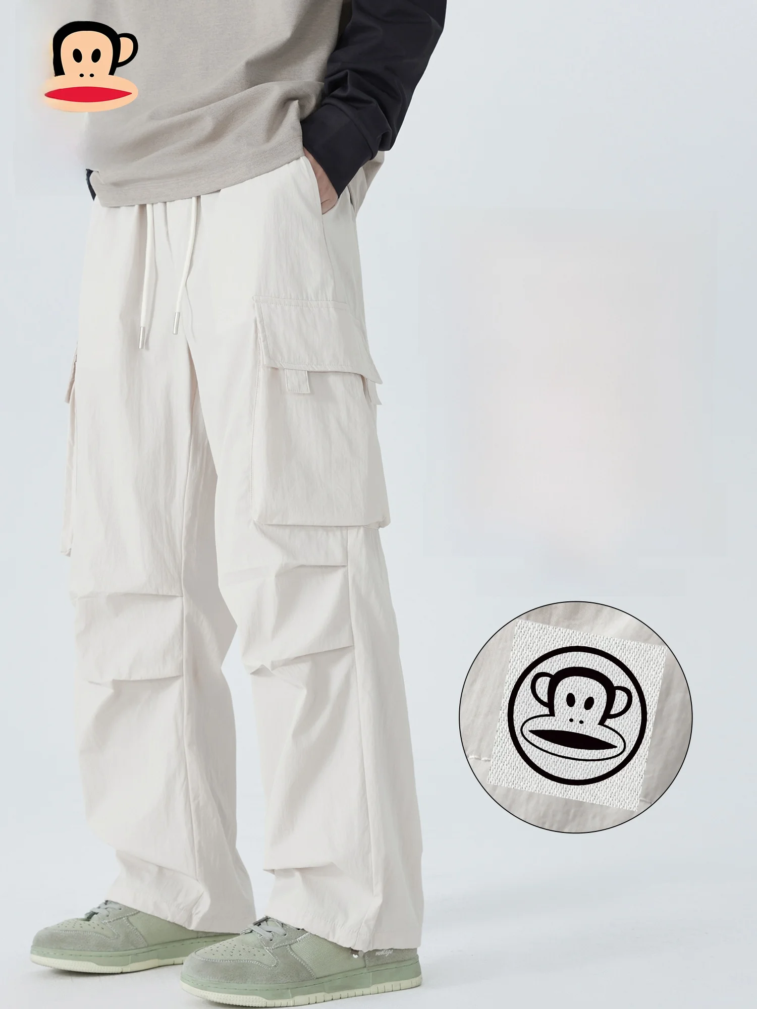 

Мужские повседневные брюки Paul Frank Pure Color свободного прямого кроя, весенние, модные, для активного отдыха, в стиле парашютиста, американского стиля