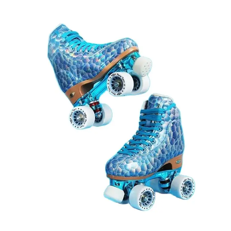 Unisex Double Line Roller Skate, Steel Brackets, Sport Patines, Skating Boots, Fashion Skate Gears, Size 30-49, Pro Quad Skate