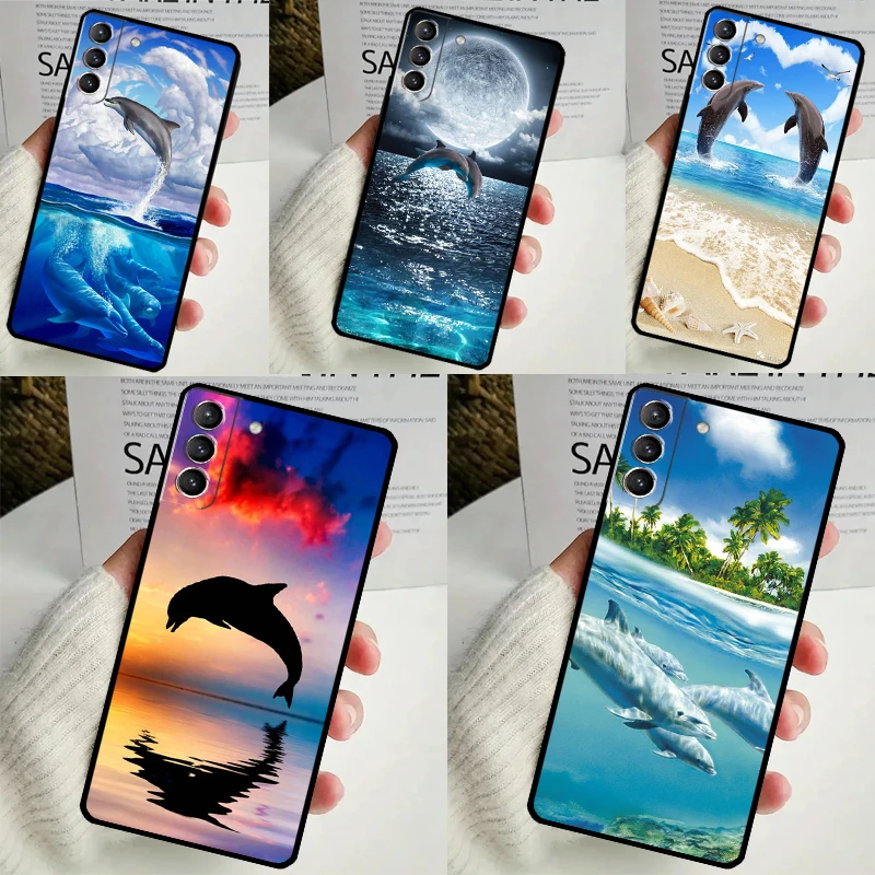 Animal Dolphin Cover For Samsung Galaxy S23 S24 Ultra S8 S9 S10 S22 Plus Note 10 20 Ultra S20 S21 FE Case