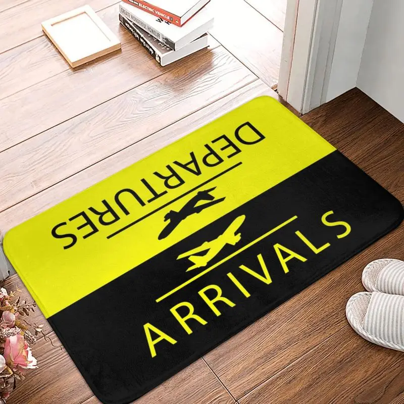 Arrivals And Departures Front Door Floor Entrance Mat Outdoor Plane Aviation Airplane Bathroom Kitchen Doormat Toilet Carpet Rug