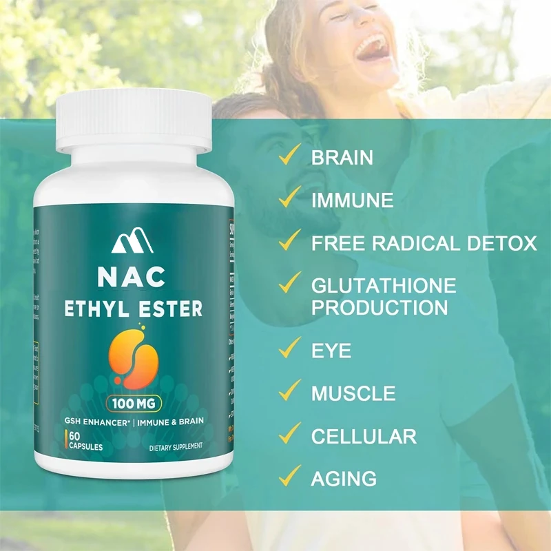 NAC Capsule 100mg Contains 600mg Glycine Glutathione - Supports The Immune System and 60 Capsules of Antioxidants