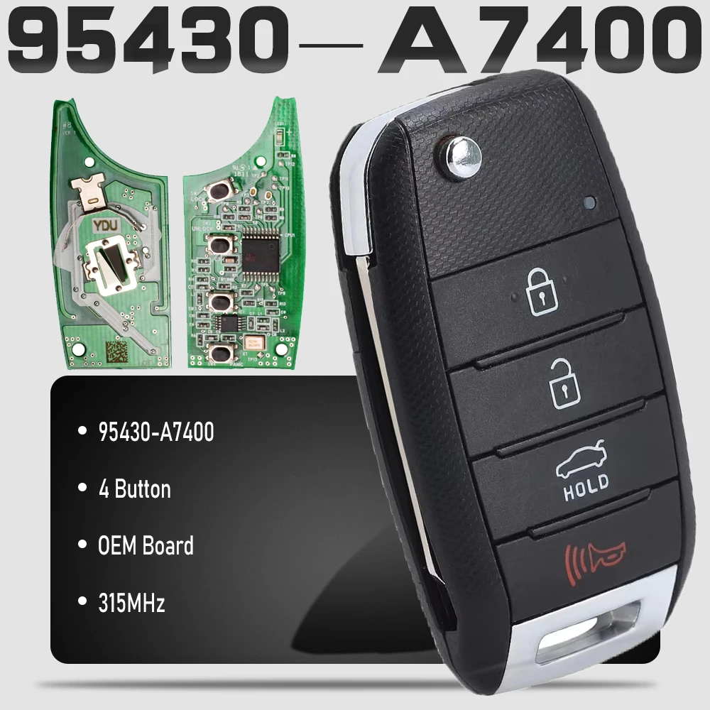 

KEYECU OEM 95430-A7400 OSLOKA-870T900 315MHz Remote Flip Key FOB for 2014 2015 2016 KIA Forte Forte5 Koup Soul