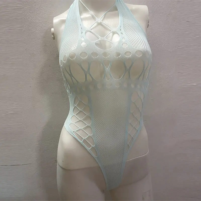 Erotic Clothes Women\'s Underwear Fishing Net Transparent Body Suit Costume Tight Lingerie Hollow Mesh See Through Bodysuit