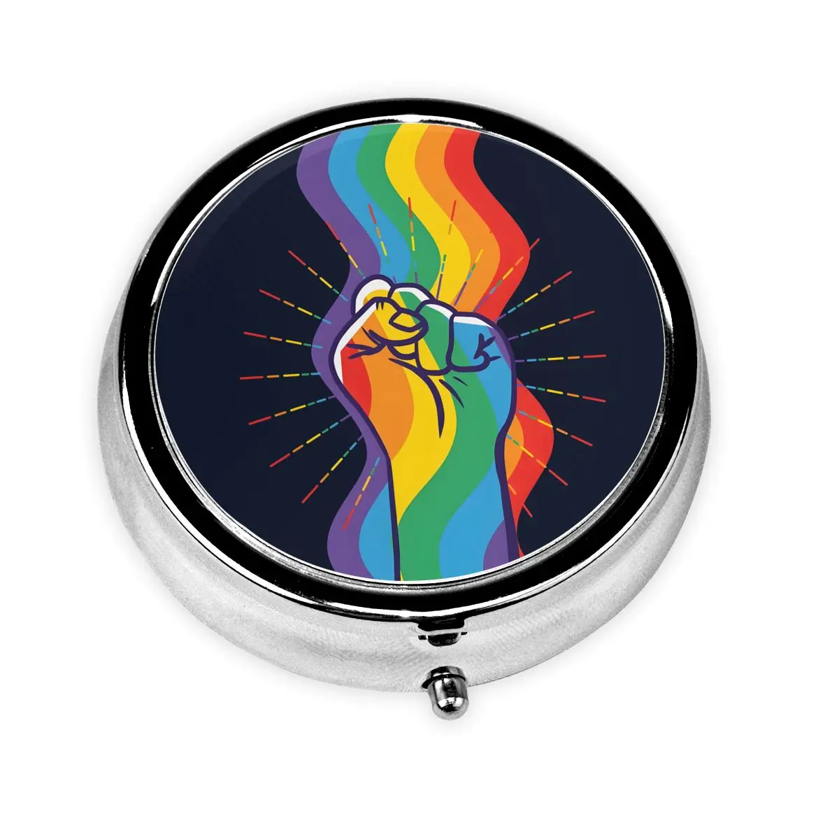 

Гей-прайд ЛГБТ металлическая коробка для таблеток мини-потертый полосатый органайзер для таблеток с 3 отделениями контейнер для хранения для путешествий