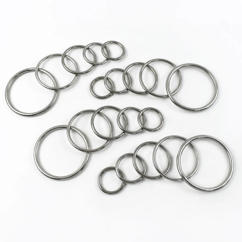 2/5/10Pcs ID15-100mm O Ring Carabiner for Bag Stainless Steel Buckles Backpack Hanger Circle Hoops Hook Webbing Belt Loop Clasp