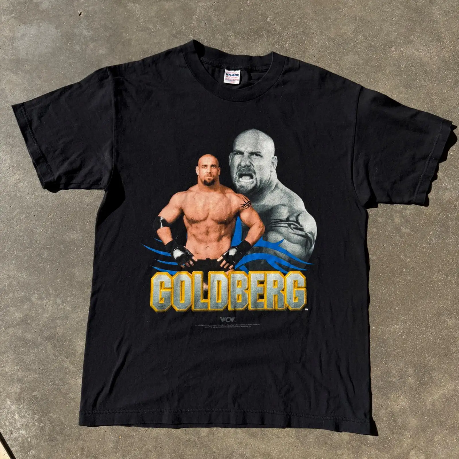 Vintage 1998 WCW Goldberg Wrestling T-Shirt Hyland Black Mens Large L 90s Tee