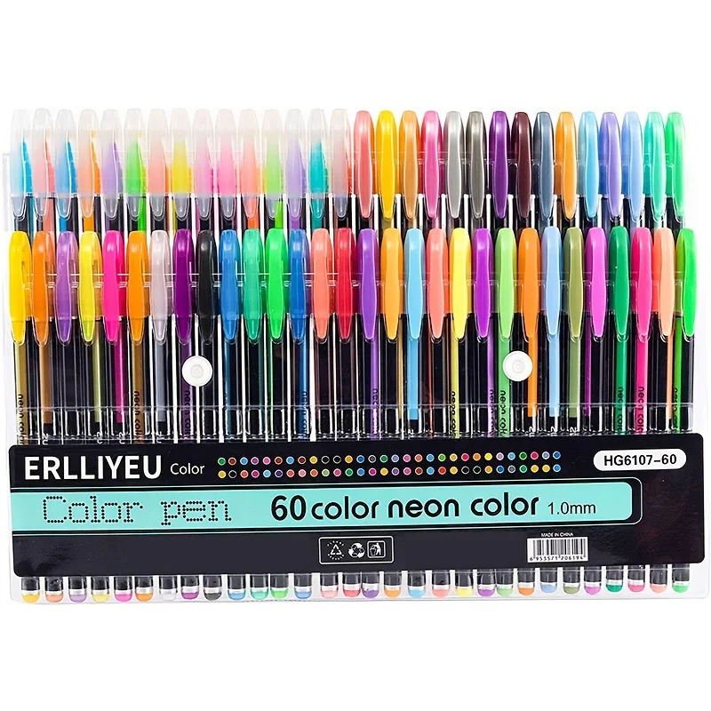 Gel Pens Set Colored Pen Fine Point Art Marker Pen 60 Unique Colors for Adult Coloring Books Doodling Scrapbooking Drawing Writi