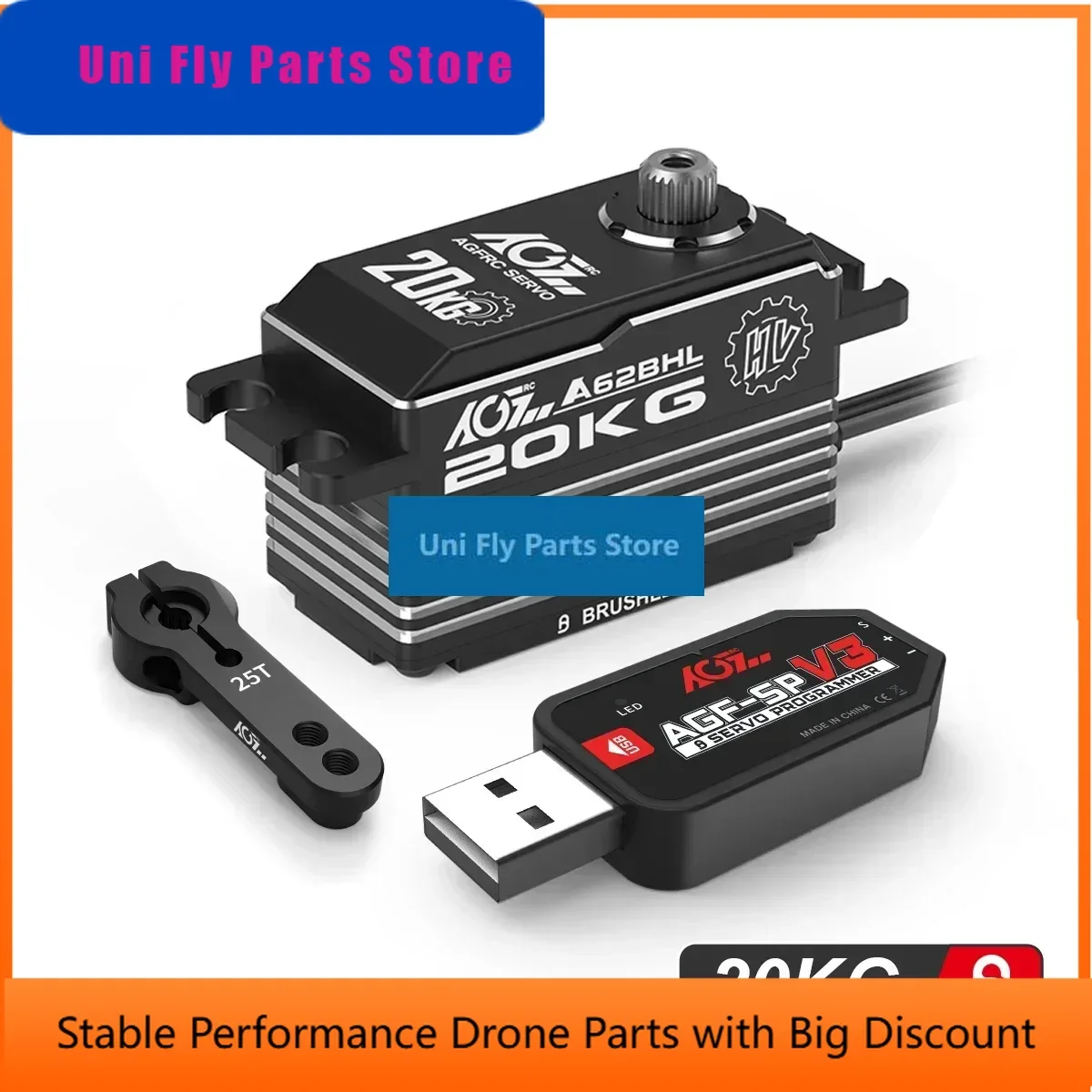 UniFly20KG A62BHL AGFRC Low Profile HV Steel Gears Programmable Brushless Servo For 1/10 1/18 Drift RC Car DIY Assembly Upgradin