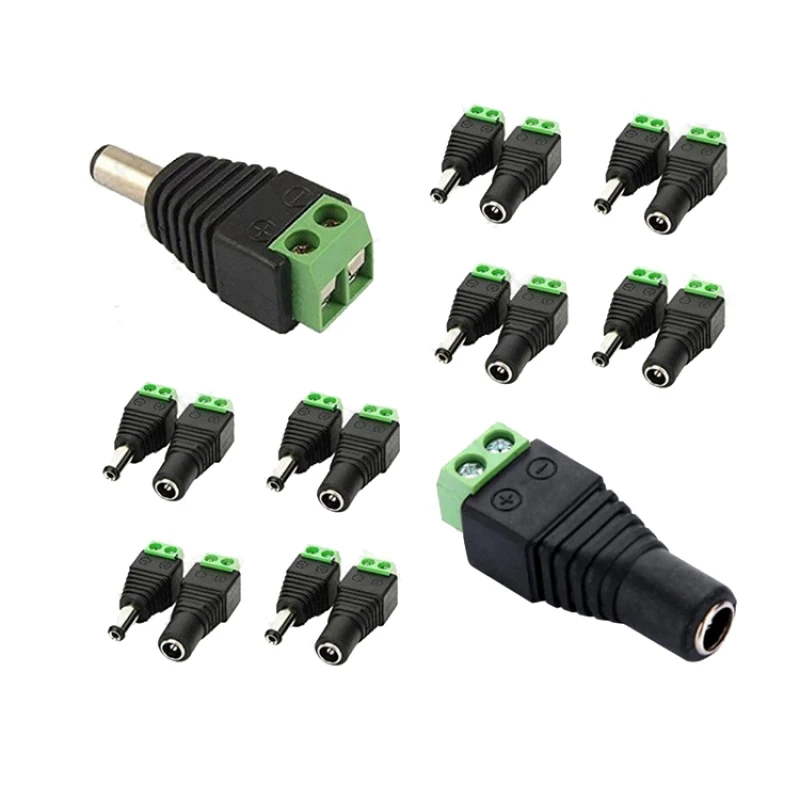 

Female Male DC Connector 5.5x2.1mm Power Jack Adapter Plug for 3528 5050 5730 5630 3014 Single Color Led Strip light CCTV Camera