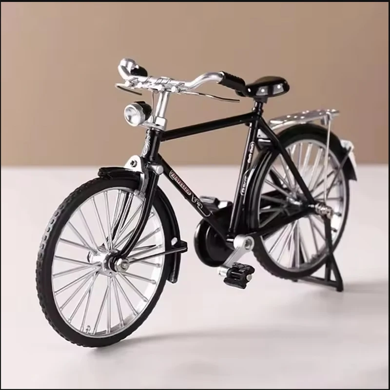 Nowości 1/10 Model Stop Retro Rower Odlew Dekoracja Model Metalowa Zabawka Czarny Rower Symulacja Kolekcja Prezent Zabawki dla Chłopców