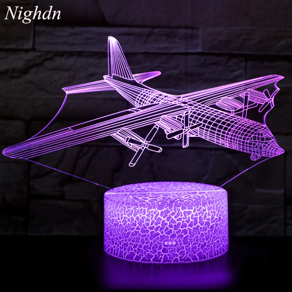 

Ночник Nighdn с самолетом, светодиодный ночник с 3D иллюзией, настольная лампа с 7 изменяющимися цветами, ночник, детский подарок