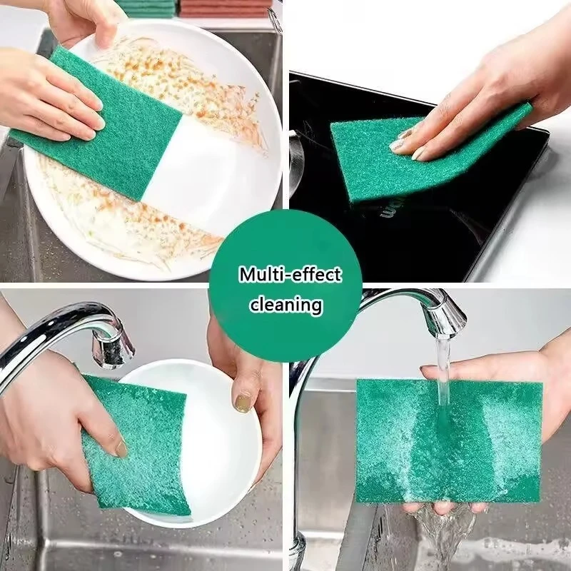 10PCS 15x10cm Kitchen Scrub Pads Set Multipurpose Oil Removal Dishwashing Reusable Scratch-Free Cleaning Pot Pads for Home