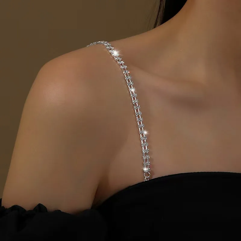 

1pair Crystal Underwear Straps Adjustable Sexy Rhinestone Bra Straps Wedding Dress Exposed Back Tops Universal Shoulder Chain