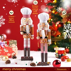 Christmas Nutcracker Chef Series Wooden Nutcracker Ornament Gingerbread Man Soldier Handcraft Doll Toy Home Desktop Decoration