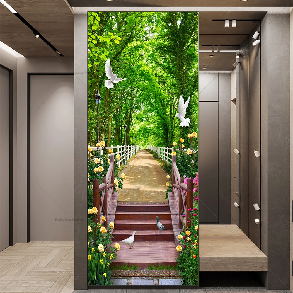 

Park Trail Scenery Door Stickers Home Entrance Living Room Decoration Mural PVC Waterproof Self-adhesive Poster