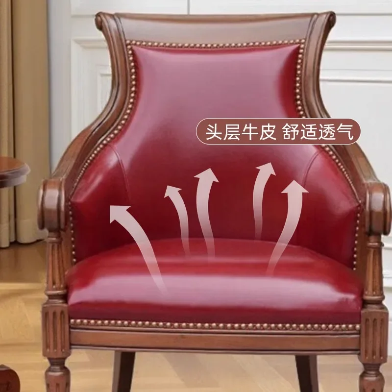 American solid leather study by public retro bedroom calligraphy chair