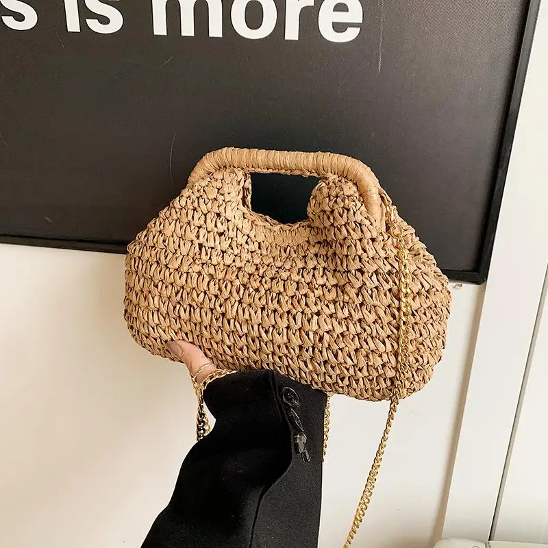 

Retro Woven Clutch Bags for Women 2025 Straw Shell Chain Handbag Messenger Bag Ladies Holiday Beach Eco-friendly Crossbody Bag ﻿