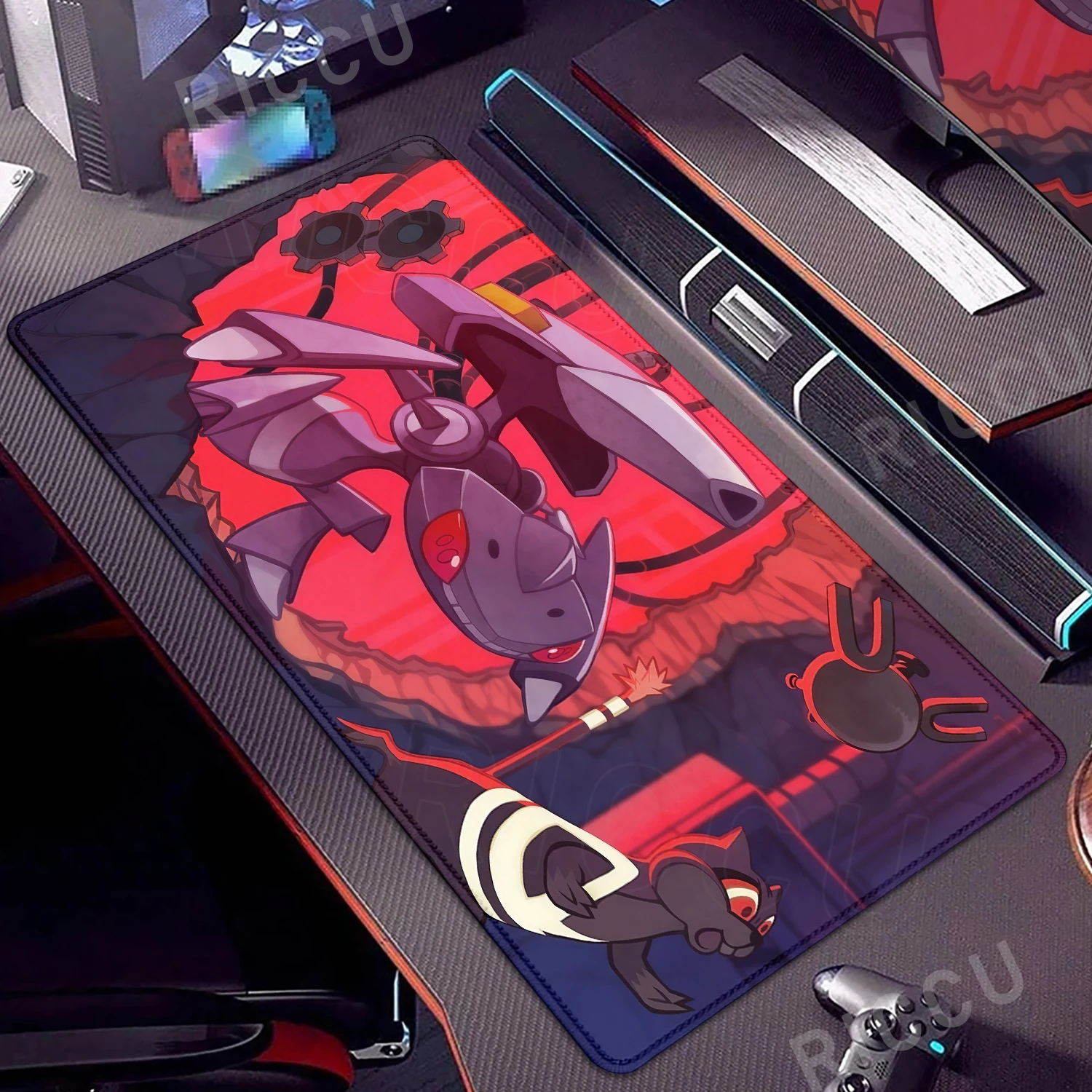 Genesect Mouse Pad Laptop Desk Mat Anime Pc Accessories Large Mousepad Pokemon Playpad Gamer Extended Rubber Lock-Edge Deskpad