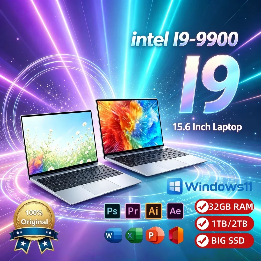 15.6 Inch Premium Win11 Laptop High Performance Portable Original Ultra Slim Notebook Intel I9-9900 32GB RAM Big SSD