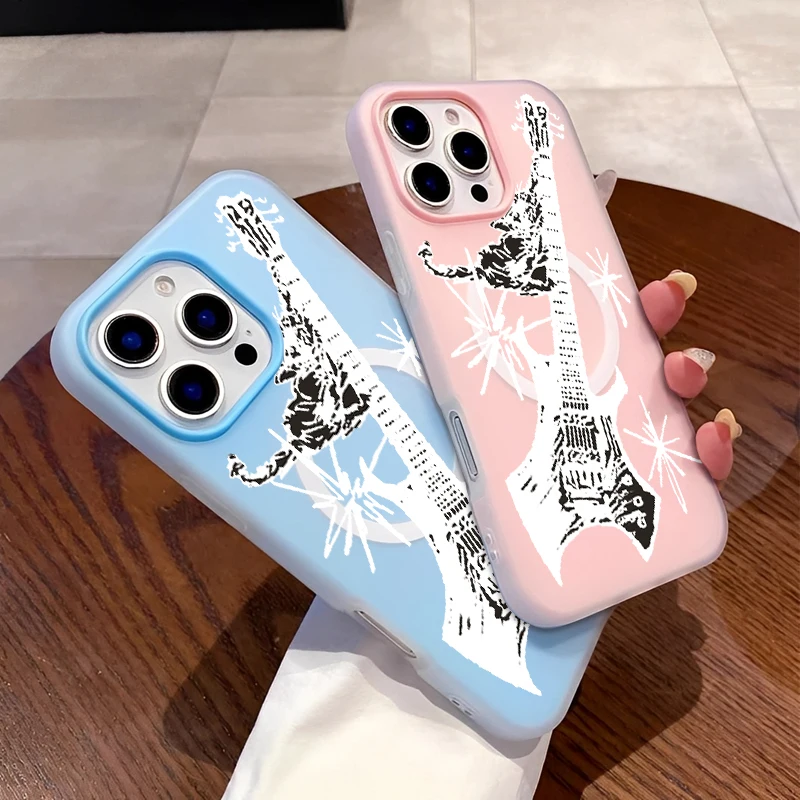

Magnet Fashion Trend Cool Manga Electric Guitar Pattern Phone Case For IPhone16 15 14 13 12 11PROMAX Phone Case Minimalist Cover